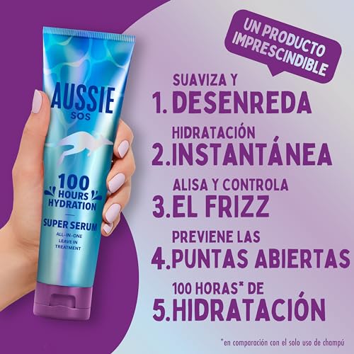 Aussie SOS Super Serum All In One 160ml Para Pelo Seco Y Estresado 100 Horas De Hidratación Hidrata y Desenreda Al Insta