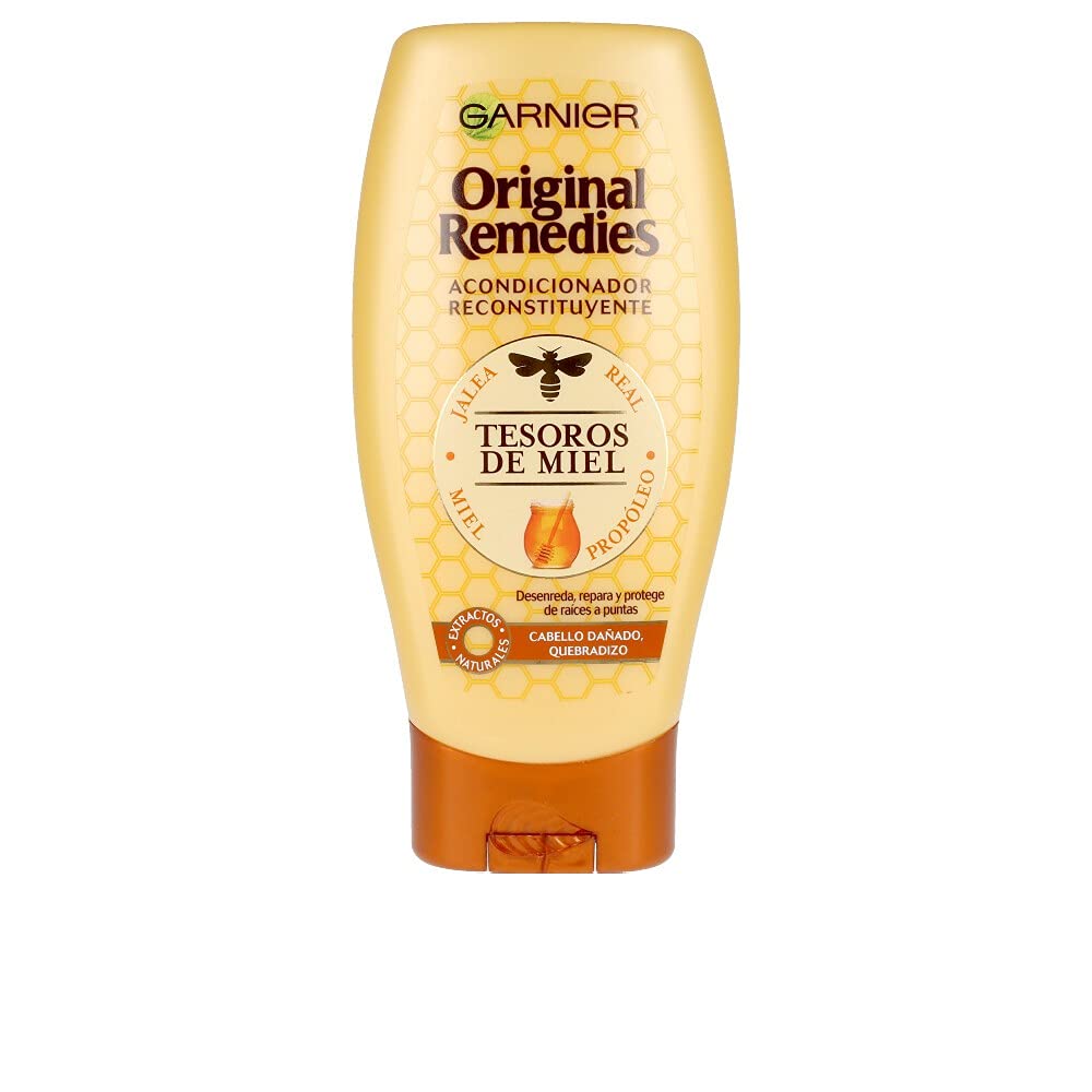 Garnier Acondicionador Reconstituyente con Tesoros de Miel - Negro, 250 ml - Para cabello seco y dañado - Recupera el br